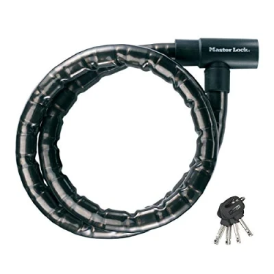 Imagen de MASTER LOCK 8115EURDPS Candado, Llave, Exterior, para Bicicleta, Moto, Scooter, Unisex, Negro, 1,2 m Cable