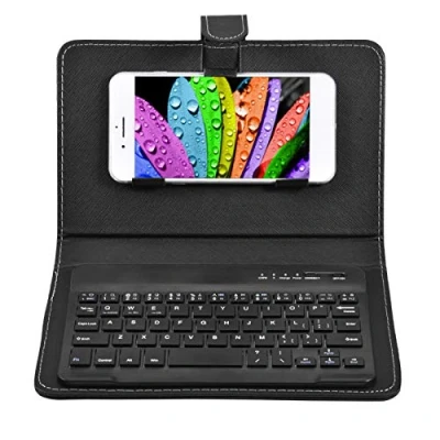 Imagen de ciciglow Teclado Bluetooth, Inalámbrico + Soporte para Bluetooth Funda de Viaje Cuero PU Transporte Funda(Black)