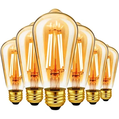 Imagen de LVWIT Bombillas Vintages LED E27 ST64 (Casquillo Gordo) 6.5W Equivalente a 53W, 685 Lúmenes, Luz Blanca Cálida 2500K. Bombilla Retro Vintage, No Regulable Pack de 6 Unidades.