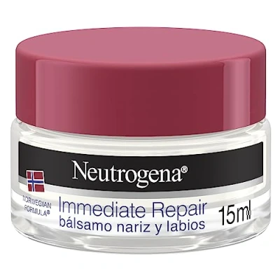 Imagen de Neutrogena Fórmula Noruega Immediate Repair Bálsamo nariz y labios (15 ml), crema hidratante facial de rápida absorción, protector labial nasal para agrietados reseca con Glicerina