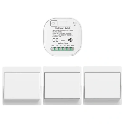 Imagen de Cerhot 230V interruptor inteligente WiFi Tuya, juego de interruptores luz inalámbricos, cinético, control remoto, inalámbrico para del hogar（EU 1Gang 3V1）