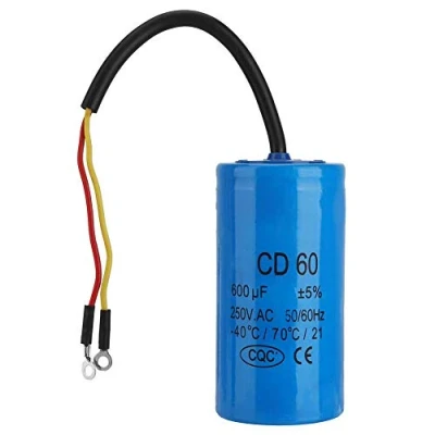 Imagen de CD60 condensador de marcha 250V CA 600uF 50/60Hz con redondo cable conductor para compresor aire motor, adecuado la puesta en motores monofásicos frecuencia