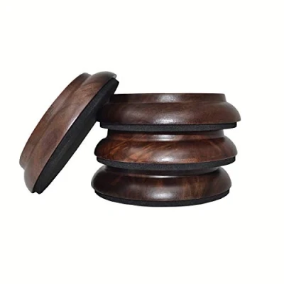 Imagen de Platos protectores de madera para patas piano KingPoint (juego 4 unidades), Black walnut