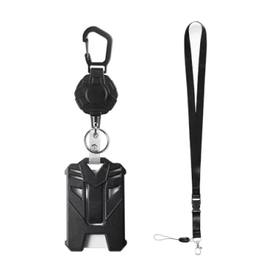 Imagen de TOEECY Porta Cordón Llavero Retractil Insignia Tarjeta Identificativas Soporte Carrete Táctico Identificación Lanyard Funda Portatarjetas para de Crédito y ID