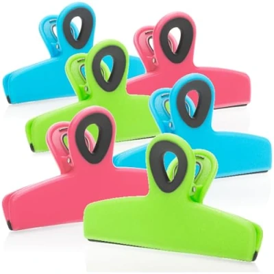 Imagen de COM FOUR® 6x clips de cierre para bolsas anchos alimentos hechos plástico cerrar y mantener frescas