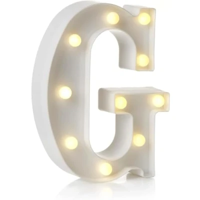Imagen de anso Letrero de luz LED con letras y números del alfabeto para decoración hogar, fiesta cumpleaños, eventos, luces nocturnas, 22 cm (G)