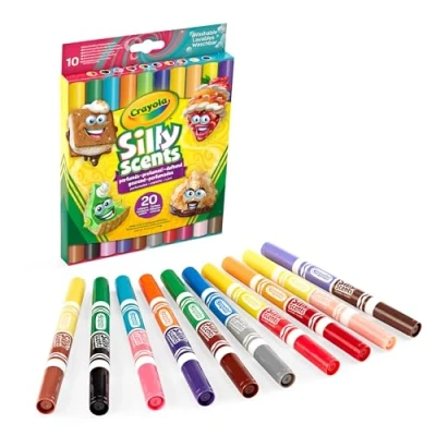 Imagen de CRAYOLA Silly Scents, Rotuladores Perfumados Lavables Doble Maxi Punta, Caja con 10 Rotuladores, 20 Colores y Aromas Diferentes, Para la Escuela el Tiempo Libre, a partir de 3 años, 58 8344