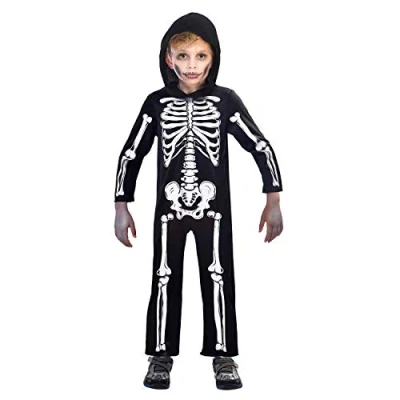 Imagen de amscan Disfraz infantil de esqueleto, estructura hueso, carnaval, fiesta temática, Halloween