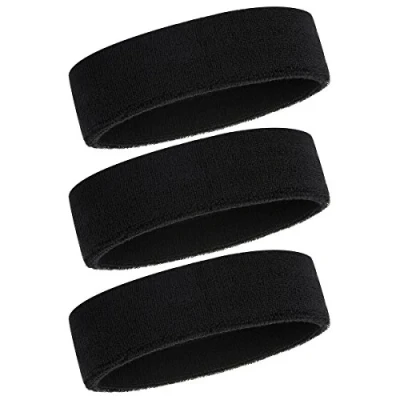 Imagen de ONUPGO Diademas deportivas para hombres y mujeres, 3 unidades, absorben la humedad, atléticas, de algodón rizado, banda cabeza