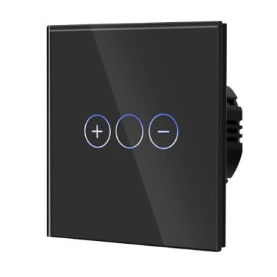 Imagen de BSEED Interruptor de Atenuación Luz Pared Táctil 300W Placas Vidrio Templado Funciona con Luces LED Regulables 1 Gang 2 Vía Negro