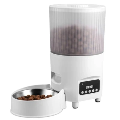 Imagen de dispensador de croquetas para gatos automático, temporizador programable, gatos, automático animales, 3 L, acero inoxidable, 1 9 comidas por día