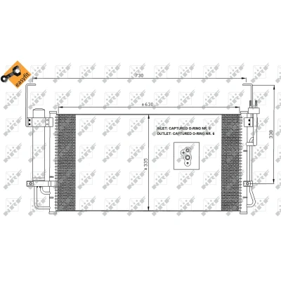 Imagen de NRF EASY FIT 35429 Condensador con secador, junta anular 12,9 8,2 Aluminio 630 HYUNDAI: Santa Fe I