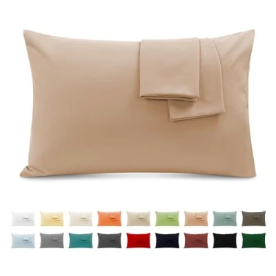 Imagen de Funda Almohada 100% Algodón 40x70 cm 2 PCS, Juego de Suave Puro Algodón, Sin Cremallera Cepillada con Cierre sobre TórtolaRosa Claro