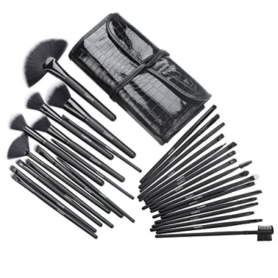 Imagen de Cadrim Cepillos de Maquillaje Profesional Ojos Rubor Contorno los Labios Corrector Brochas Cosméticas (32 Negro)