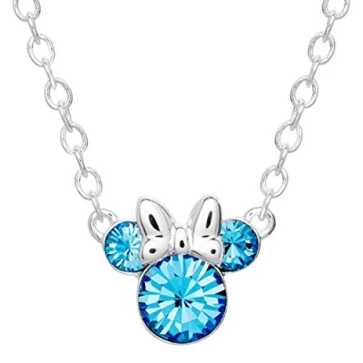 Imagen de Disney Collar con colgante de piedra natal cristal Minnie Mouse, chapado en plata, 40+5 cm