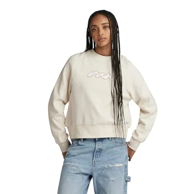 Imagen de G STAR Raw Sudadera Cornely Dot Raglan R, Beige Antique White D24375 d562 g286, L para Mujer
