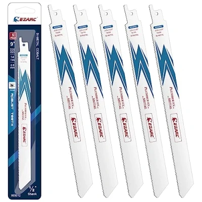 Imagen de EZARC Hojas de sierra sable Bimetálica Cobalt R922PM 225mm 14TPI puede Cortar Metales 5 piezas