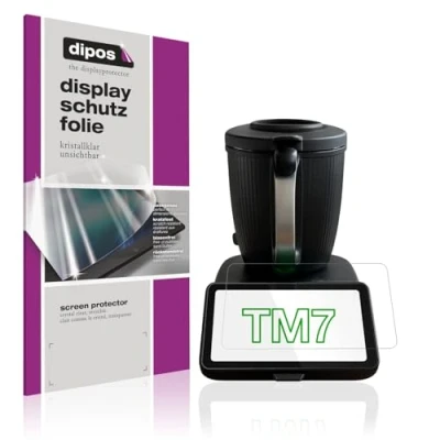 Imagen de dipos I 2x Protector de pantalla compatible con Vorwerk Thermomix TM7 pelicula protectora claro