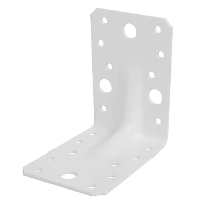 Imagen de Alberts 330576 Conector angular para cargas pesadas con reborde, galvanizado, revestimiento de plástico blanco, 90 x 65 mm