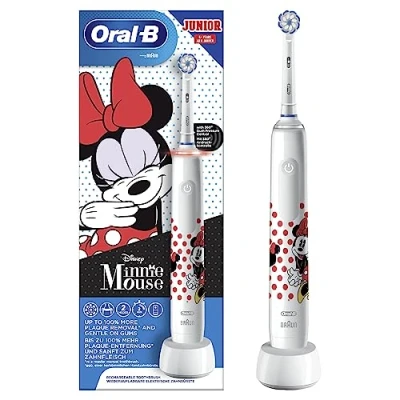 Imagen de Oral B Junior Cepillo De Dientes Eléctrico, 1 Mango Recargable Minnie Con Tecnología Braun, Cabezal Recambio, Apto Para Niños Mayores 6 Años