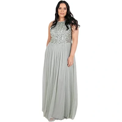 Imagen de Maya Deluxe Vestido de Novia para Mujer Dama Honor, Lirio Verde, 36