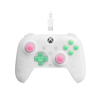 Imagen de 8Bitdo Ultimate Mini Wired Controller for Xbox with RGB Lighting Fire Ring, Hall Effect Joysticks and Triggers, Series XS, One, Windows 10/11 Officially Licensed (Translucent White)