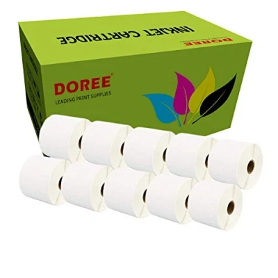 Imagen de DOREE 10 rollos de etiquetas térmicas directas blancas 102 x 150 mm para impresión térmica Zebra GK420D, GX420D, GK420T, 300 por rollo, núcleo 25 mm, 3000