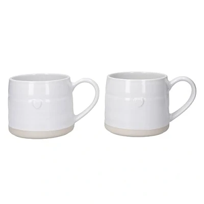 Imagen de Mikasa Farmhouse Tazas de Gres con Corazones, Juego 2 para Té, Café y Chocolate Caliente, 380ml Caja Regalo, Apto Lavavajillas Microondas