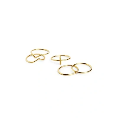 Imagen de SINGULARU Pack 5 Anillos Nefertiti. Acero con Baño en Oro de 18 Kt. Joyas Para Mujer. Talla 18.