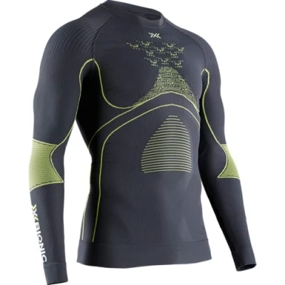 Imagen de X Bionic Energy Accumulator 4.0 Shirt Round Neck Long Sleeves Men Capa De Base Camiseta Funcional, Hombre, Charcoal/Yellow, XL