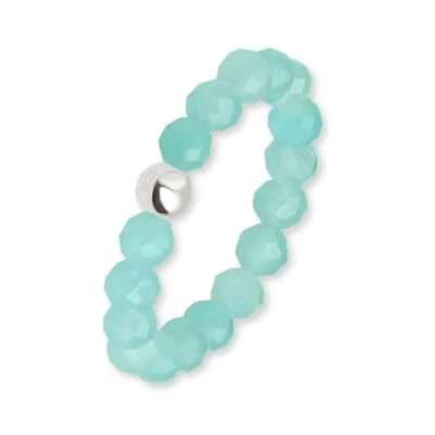Imagen de GD GOOD.designs Anillo antiestrés de cuentas piedra natural amazonita para mujer elástico ansiedad facetado