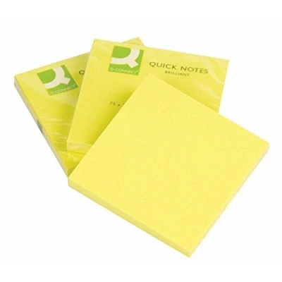 Imagen de Q Connect Bloc De Notas Adhesivas Quita Y Pon 75X75 Mm Amarillo Neón 80 Hojas