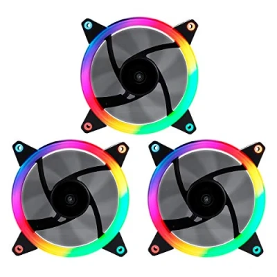 Imagen de UNYKAch Ventilador Ordenador CANDY 30 ARGB RING LED, Pack de 3 unidades 120 mm, PC Gaming, Soporte Goma, 7 Aspas Ultra Silenciosas, Mando a Distancia y Controladora