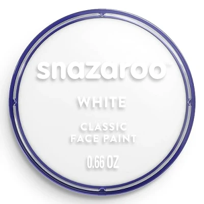 Imagen de Snazaroo Pintura facial y corporal, 18 ml, color blanco, profesional a base de agua, pastilla aquacolor individual para adultos, niños efectos especiales
