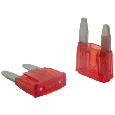 Imagen de SeKi Mini fusibles planos 10 A rojo; fusible para coche, 32 V/CC, planos, barcos, remolques, camiones, caravanas, 5 unidades