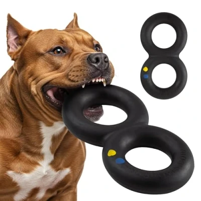 Imagen de Goughnuts Juguete de Tipo Presa para Perros Que muerden Fuerte, prácticamente Indestructible, Razas como Pitbulls y pastores alemanes, mordedor Goma Resistente, Grande, Negro