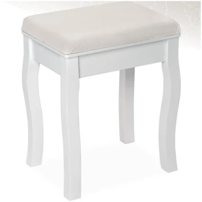 Imagen de TecTake Taburete de tocador Piano Silla Estilo vanidad Maquillaje Dormitorio Aprox. 40x30x45cm Blanc