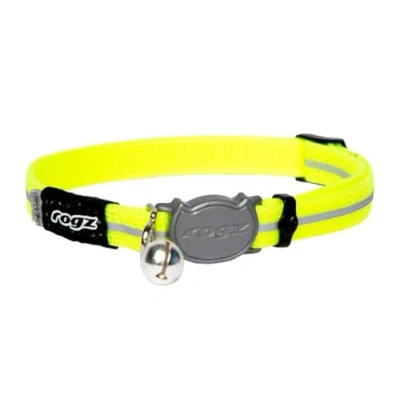 Imagen de Rogz Collar de Gato ALEYCAT con Hebilla separación y Visibilidad Nocturna (Daylgo), Amarillo, 3/8 Pulgadas pequeño