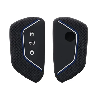 Imagen de kwmobile Carcasa Compatible con Llavero de VW Golf 8 Llave Coche 3 Botones Funda para Mando Silicona Negro/Azul/Blanco