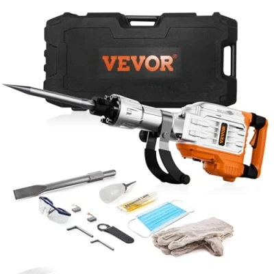 Imagen de VEVOR Martillo de Demolición 3500W 60J 1900BPM Eléctrico con Cable 1 1/8&quot; 2 Cinceles Reemplazables Mango Giratorio 360 Rompe Hormigón Antivibración para Cincelar Construcción Fontanería