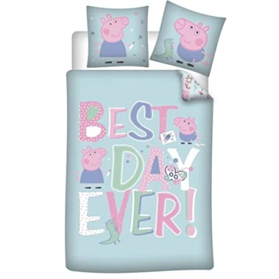 Imagen de Parure de lit réversible Peppa Pig Best Day Ever ! Bleu 140 cm x 200