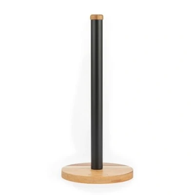 Imagen de Salter BW13565EU7 Toronto Soporte para Rollos de Cocina Toallas Papel Independiente, Organizador encimera estándar, Madera Acacia, Negro