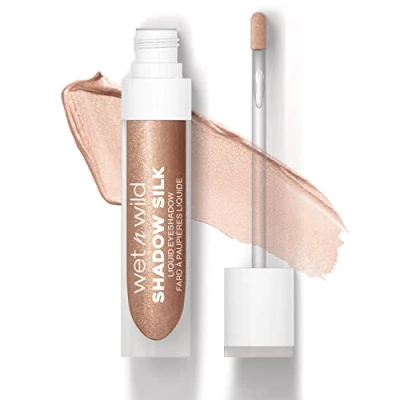 Imagen de Wet n Wild Sombra de Ojos Líquida Shadow Silk, óptima Pigmentación con Acabado Brillante, Seca Rápidamente, Fácil Aplicar Aplicador Varita, Tono Lunar Beige