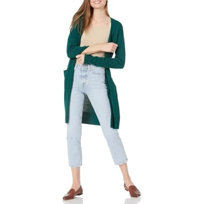 Imagen de Amazon Essentials Jersey Cárdigan Largo y Ligero (Disponible en Tallas Grandes) Mujer, Verde Oscuro, S