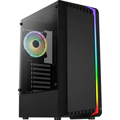 Imagen de Caja Gaming Atx Rgb Aerocool Bionicv2 Negro, Ventilador 120mm, Cristal Templado