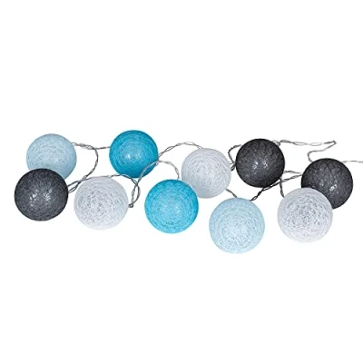 Imagen de levandeo Guirnalda de 10 luces LED con bolas algodón, color azul y gris
