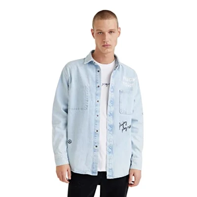 Imagen de Desigual CAM_Peter, 5007 Camiseta, Azul, XL para Hombre
