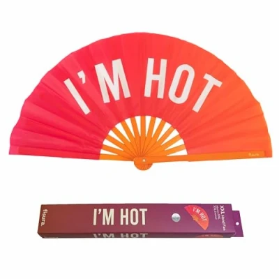 Imagen de Fisura Abanico Plegable Grande “I’m Hot. Original con Mensaje Grande. Rosa XXL. de Madera. para Fiestas. 64 x 33 cm.
