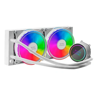 Imagen de SISTEMA DE REFRIGERACION LIQUIDA MARS GAMING ML ONE240 WHITE 2x (12x12) ILUMINACION FRGB TPD 400W PARA PROCESADORES INTEL Y AMD
