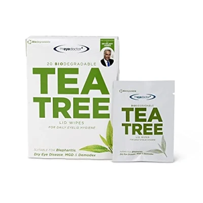 Imagen de The Eye Doctor Las Toallitas Para Párpados Árbol De Té 80 Ojos Un Solo Uso Adecuadas Sensibles, Secos, Blefaritis, MGD Y Demodex Biodegradables